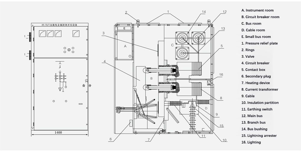 KYN61 40.5（Z） Metal Enclosed Switchgear for Indoor Use vcb panel
