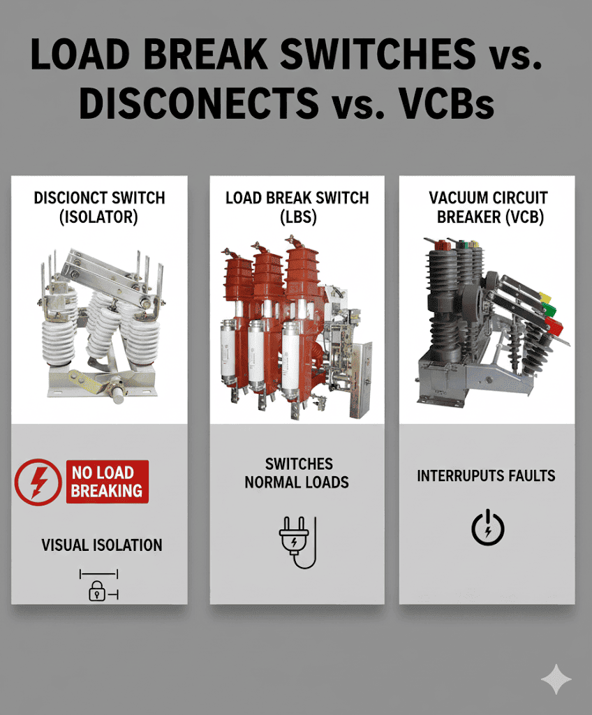 VCB vs LBS vs Disconnect: Functional Hierarchy & Selection Guide VCB vs LBS vs Disconnect: Functional Hierarchy & Selection Guide