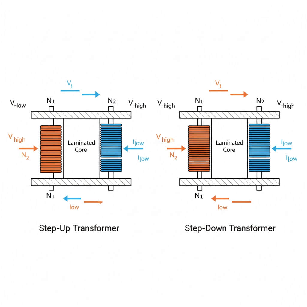 Step-Up & Step-Down Transformers: Core Principles & Grid Roles