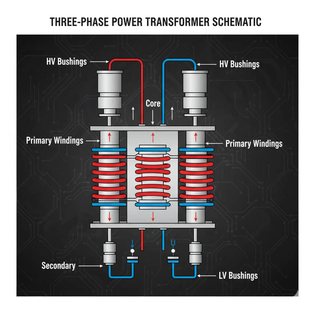 How does a 3-phase transformer work?