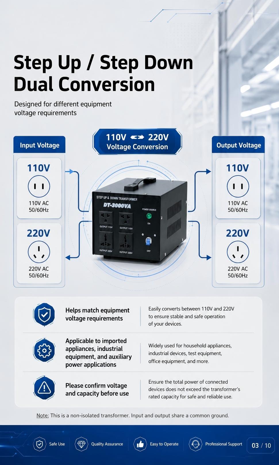 DT Series 110V/220V Step Up & Step Down Autotransformer